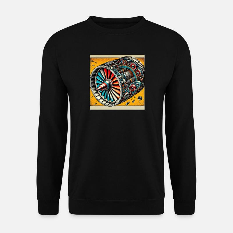 Turbine Unleashed: Comic Art - Airplane Turbine - Unisex Sweatshirt - black