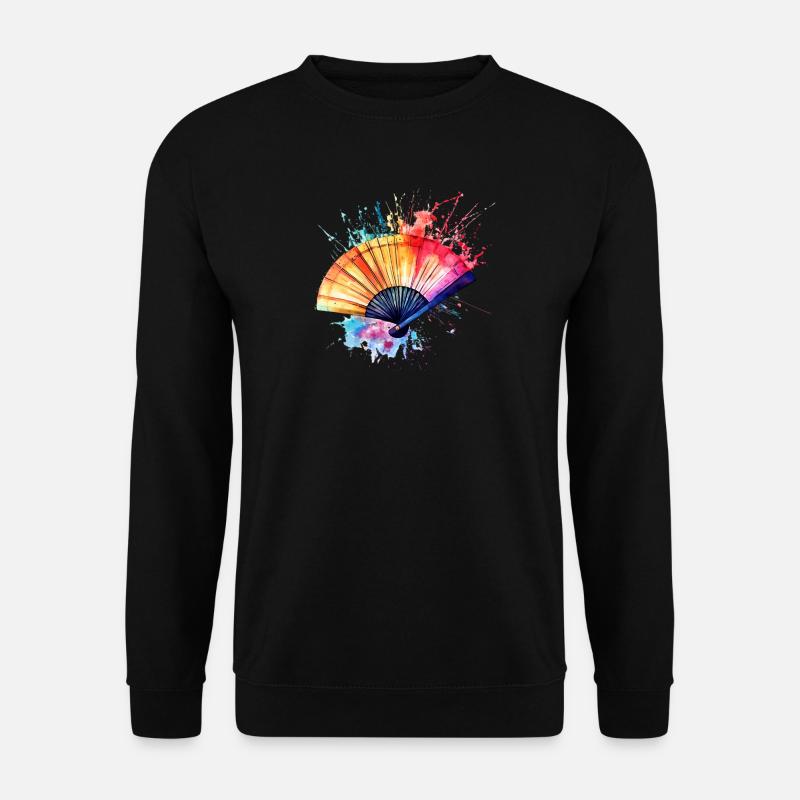 Lebendiger Aquarell-Fächer - Unisex Pullover - Schwarz