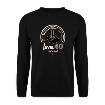 Design Gaming Level 40 Unlocked - Unisex Sweatshirt - black - Front - Alina (178cm) & Michal (187cm)
