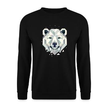 abstrakter Eisbär–Kraftvolle Eleganz des Nordens - Unisex Pullover - Schwarz - Vorne - Alina (178cm) & Michal (187cm)