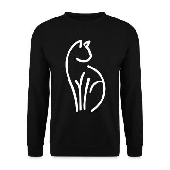 Katze - Unisex Pullover - Schwarz - Vorne - Alina (178cm) & Michal (187cm)
