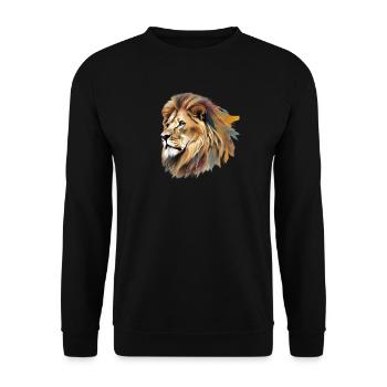 Farbenfroher Löwenkopf - Unisex Pullover - Schwarz - Vorne - Alina (178cm) & Michal (187cm)