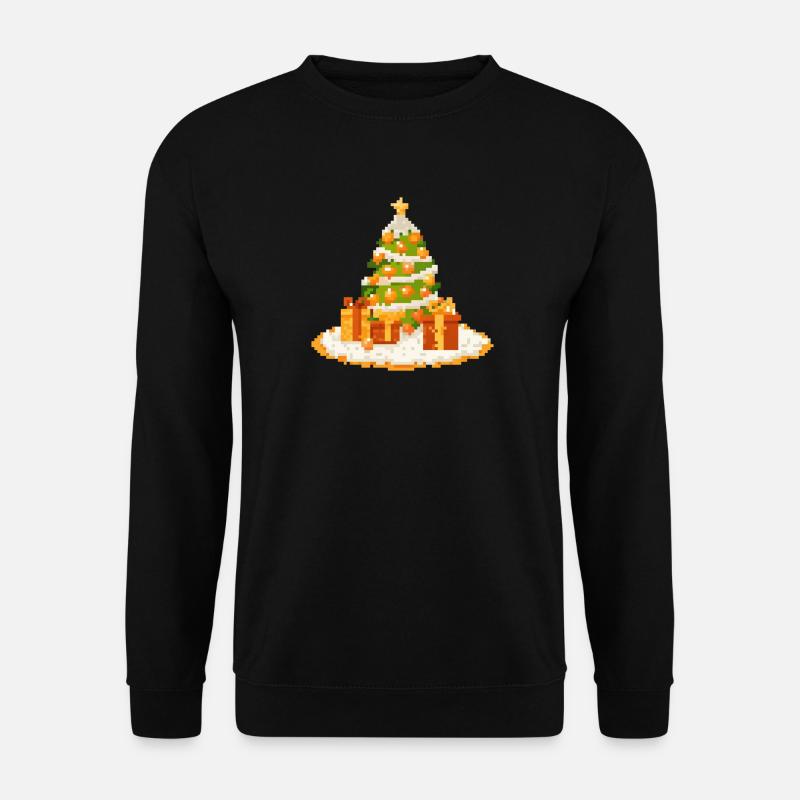 Pixelkunst Tannenbaum mit Geschenken - Unisex Pullover - Schwarz