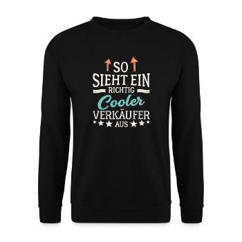 So sieht ein richtig cooler Verkäufer aus Händler - Unisex Pullover - Schwarz - Vorne - Alina (178cm) & Michal (187cm)