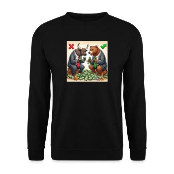 Bull and Bear - Unisex Pullover - Schwarz - Vorne - Alina (178cm) & Michal (187cm)