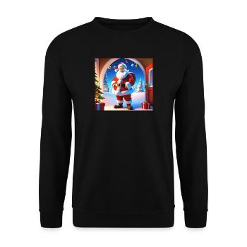 Cartoon Merry Christmas Saint Nicholas Gift - Unisex Sweatshirt - black - Front - Alina (178cm) & Michal (187cm)