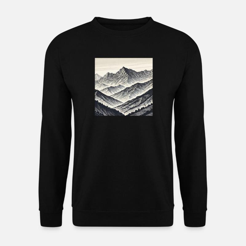 Linienberge der Schatten - Unisex Pullover - Schwarz