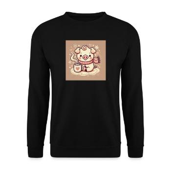 Hol Dir Dein Glücksschweinchen für 2025 - Unisex Pullover - Schwarz - Vorne - Alina (178cm) & Michal (187cm)