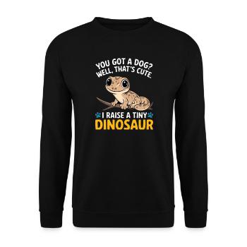 Lustige winzige Dinosaurier-Eidechse - Unisex Pullover - Schwarz - Vorne - Alina (178cm) & Michal (187cm)