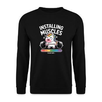 Installing Muscles Unicorn - Unisex Sweatshirt - black - Front - Alina (178cm) & Michal (187cm)