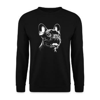 Tête de bouledogue français en noir et blanc - Sweat-shirt Unisexe - noir - Devant - Alina (178cm) & Michal (187cm)