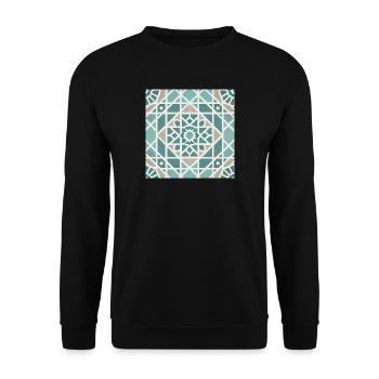 Geometrisches Mandala Muster - Unisex Pullover - Schwarz - Vorne - Alina (178cm) & Michal (187cm)