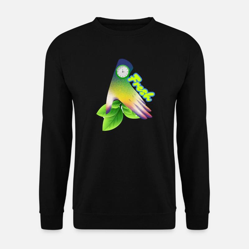 Fresh Gradient Leaf Clock Design - Unisex Sweatshirt - black