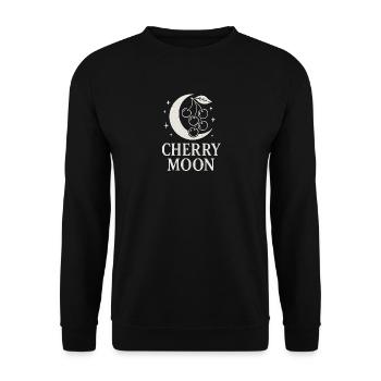 Cherry Moon – Mystik trifft Frucht (Kirsche) - Unisex Pullover - Schwarz - Vorne - Alina (178cm) & Michal (187cm)