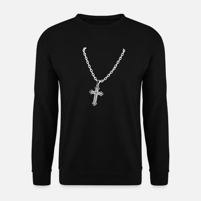 Collier avec croix - Sweat-shirt Unisexe - noir