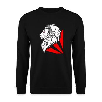 Stylish lion with headphones - Unisex Sweatshirt - black - Front - Alina (178cm) & Michal (187cm)