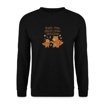 Papa, mein Held in jeder Mission - Unisex Pullover - Schwarz - Vorne - Alina (178cm) & Michal (187cm)