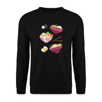 Ramen Japanisches Essen Katzen Design - Unisex Pullover - Schwarz - Vorne - Alina (178cm) & Michal (187cm)