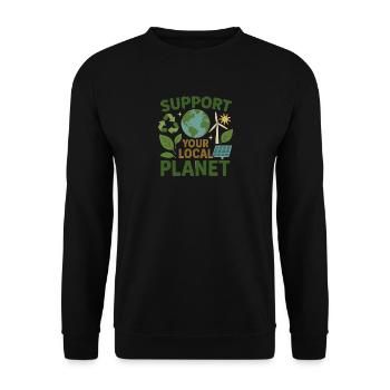 Support Your Local Planet – Environmental Design - Unisex Sweatshirt - black - Front - Alina (178cm) & Michal (187cm)