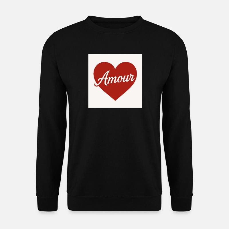 Liebevolle Herzform mit Amour-Text - Unisex Pullover - Schwarz