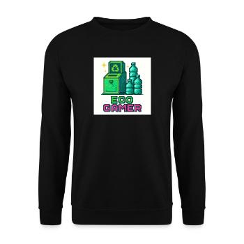Pixel Eco Gamer Design - Unisex Pullover - Schwarz - Vorne - Alina (178cm) & Michal (187cm)
