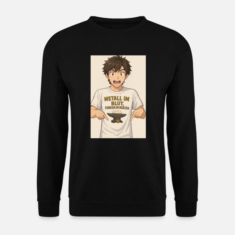 Anime Figur Detail T-Shirt - Unisex Pullover - Schwarz