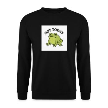 Lustiger Frosch mit Statement Text - Unisex Pullover - Schwarz - Vorne - Alina (178cm) & Michal (187cm)