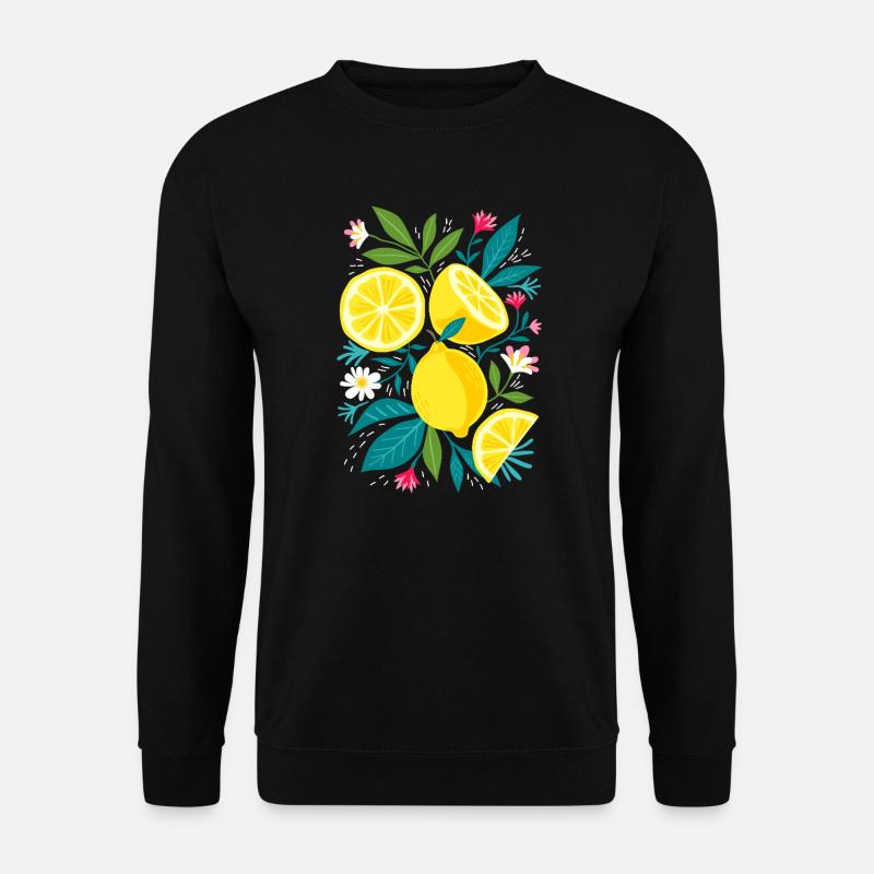 Zitrone und blätter - Unisex Pullover - Schwarz