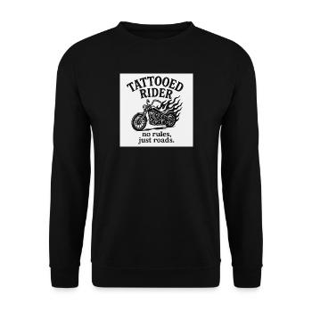 Tattooed Rider Motorcycle Design - Unisex Sweatshirt - black - Front - Alina (178cm) & Michal (187cm)