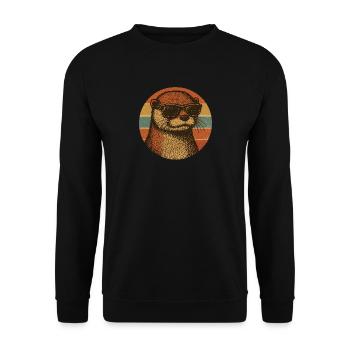 Cool Otter with Sunglasses Retro Design - Unisex Pullover - Schwarz - Vorne - Alina (178cm) & Michal (187cm)