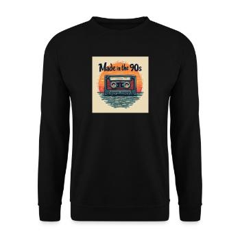 Retro Cassette Audio Design - Unisex Sweatshirt - black - Front - Alina (178cm) & Michal (187cm)