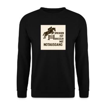 Ausbruchssprung Reiterwitz - Unisex Pullover - Schwarz - Vorne - Alina (178cm) & Michal (187cm)