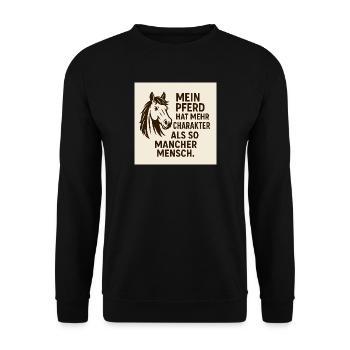 Mein Pferd Hat Mehr Charakter - Unisex Pullover - Schwarz - Vorne - Alina (178cm) & Michal (187cm)