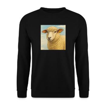 Wolliges Schaf Blau - Unisex Pullover - Schwarz - Vorne - Alina (178cm) & Michal (187cm)