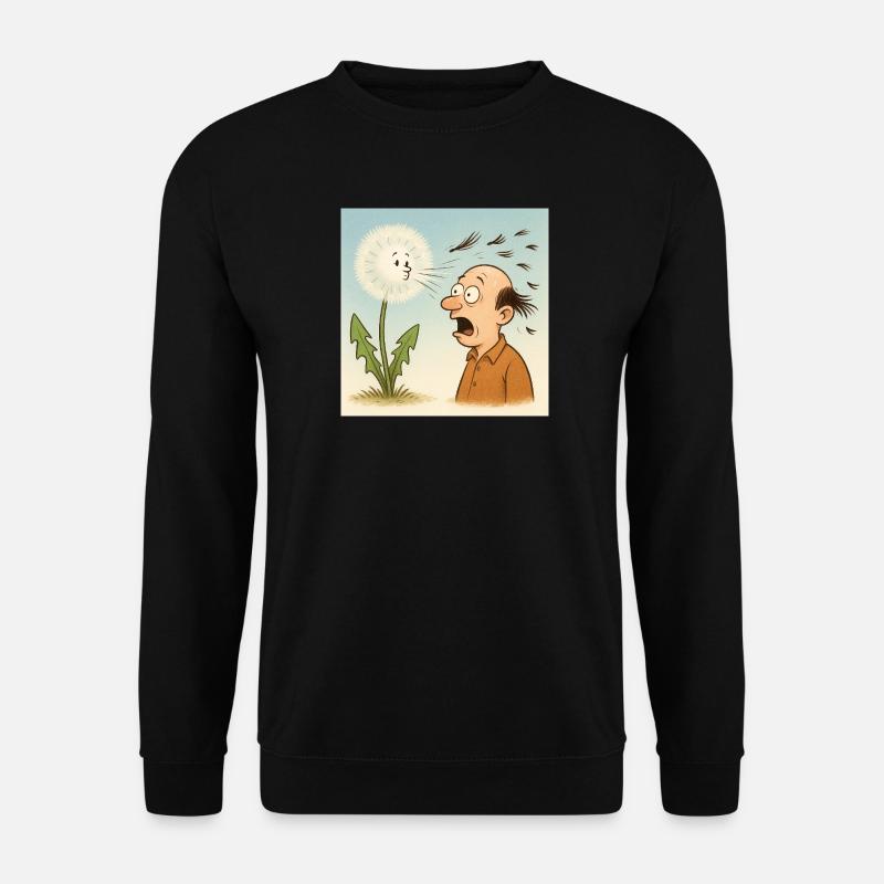 Pusteblume Glatze – Lustiges Cartoon Motiv - Unisex Pullover - Schwarz