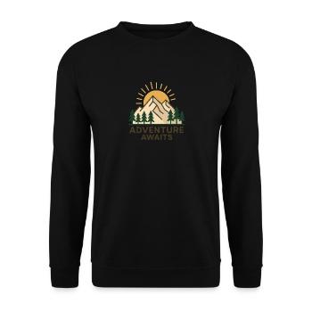 Adventure Nature Motif with Mountains and Sun - Unisex Sweatshirt - black - Front - Alina (178cm) & Michal (187cm)