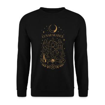 Samhain Lunar Séance Hexe Mond Ritual Art - Unisex Pullover - Schwarz - Vorne - Alina (178cm) & Michal (187cm)