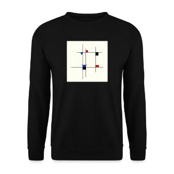 Abstrakte Designlinie und Farben - Unisex Pullover - Schwarz - Vorne - Alina (178cm) & Michal (187cm)