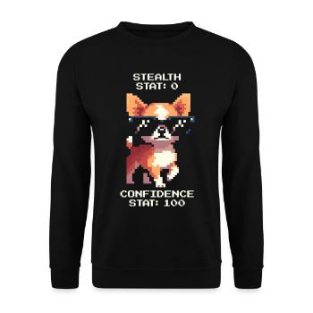 Schleichen 0, Selbstvertrauen 100 | Chihuahua - Unisex Pullover - Schwarz - Vorne - Alina (178cm) & Michal (187cm)
