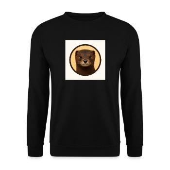 Cute Brown Bear in Circle - Unisex Sweatshirt - black - Front - Alina (178cm) & Michal (187cm)