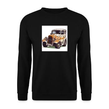Voiture Hot Rod vintage - Sweat-shirt Unisexe - noir - Devant - Alina (178cm) & Michal (187cm)