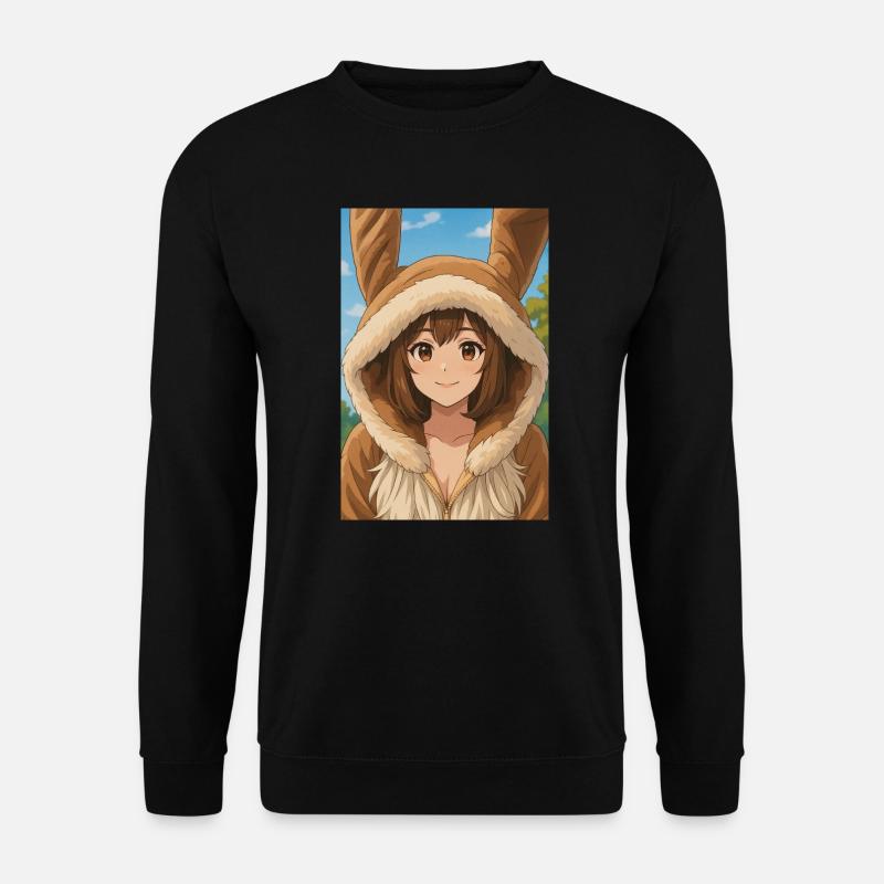 Hase Hoodie Anime Charme - Unisex Pullover - Schwarz