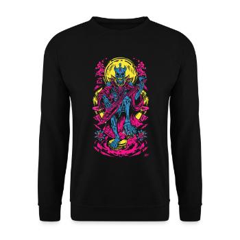 Neon Skeleton Guitarist - Unisex Sweatshirt - black - Front - Alina (178cm) & Michal (187cm)
