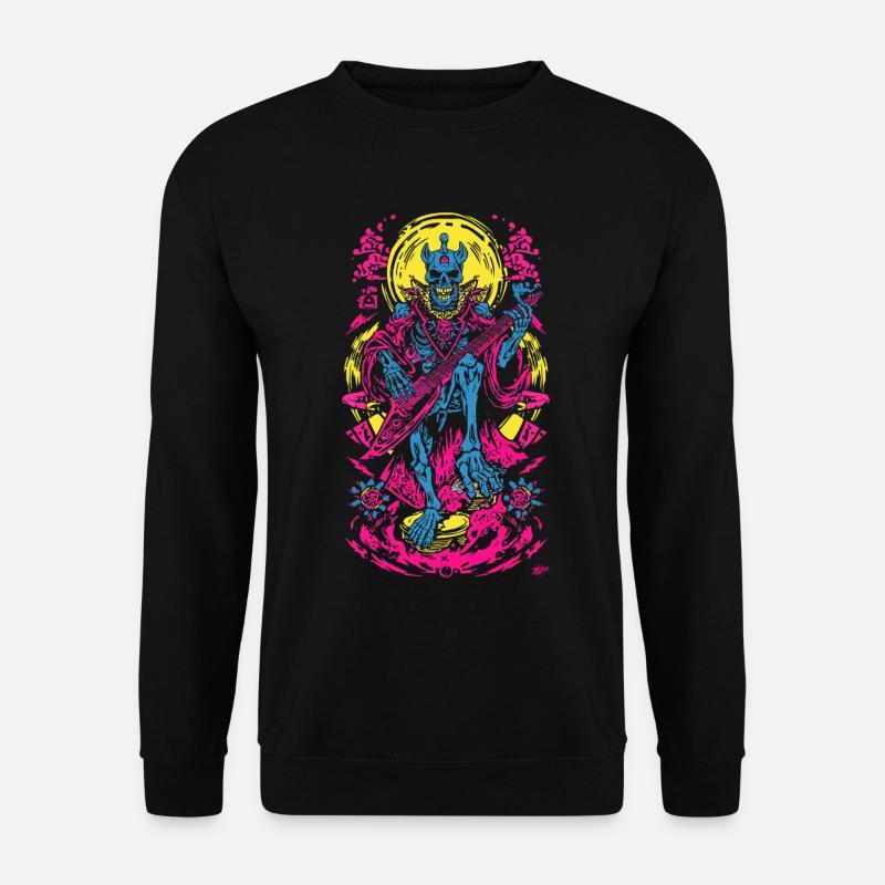 Neon Skelett Gitarrist - Unisex Pullover - Schwarz