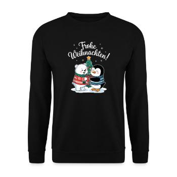 Polar Bear Penguin Christmas Sweater Cute Christmas - Unisex Sweatshirt - black - Front - Alina (178cm) & Michal (187cm)