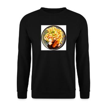 Dish with sausage and mashed potatoes - Unisex Sweatshirt - black - Front - Alina (178cm) & Michal (187cm)
