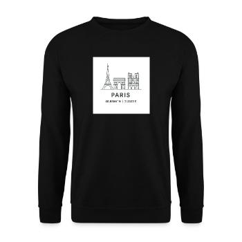Paris Linienkunst Silhouette Wahrzeichen - Unisex Pullover - Schwarz - Vorne - Alina (178cm) & Michal (187cm)