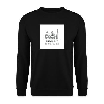 Budapest Line Art Silhouette Landmark - Unisex Sweatshirt - black - Front - Alina (178cm) & Michal (187cm)