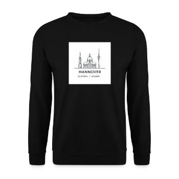 Silhouette d’art au trait de Hanovre Monument - Sweat-shirt Unisexe - noir - Devant - Alina (178cm) & Michal (187cm)