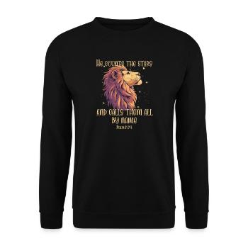 Leo Bible Verse Christian - Unisex Sweatshirt - black - Front - Alina (178cm) & Michal (187cm)